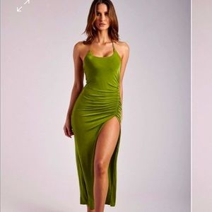 MESHKI Jersey ruched split dress size XS